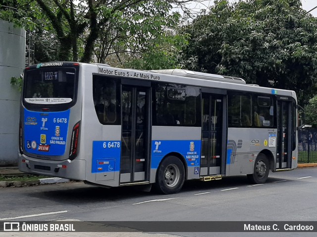 Transwolff Transportes e Turismo 6 6478 na cidade de São Paulo, São Paulo, Brasil, por Mateus C.  Cardoso. Número da foto: #12553808.
