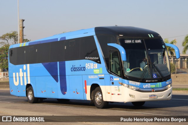 UTIL - União Transporte Interestadual de Luxo 9518 na cidade de Duque de Caxias, Rio de Janeiro, Brasil, por Paulo Henrique Pereira Borges. Número da foto: #12554194.