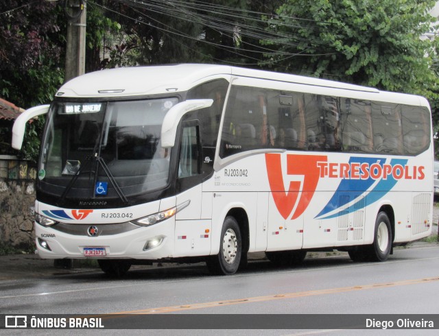 Viação Teresópolis RJ 203.042 na cidade de Teresópolis, Rio de Janeiro, Brasil, por Diego Oliveira. Número da foto: #12555398.