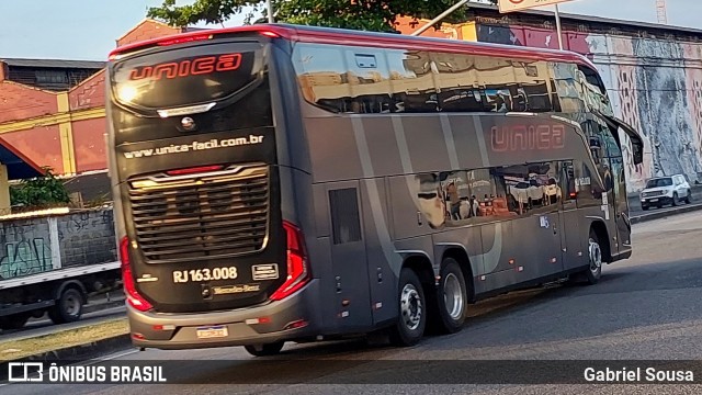 Transportes Única Petrópolis RJ 163.008 na cidade de Rio de Janeiro, Rio de Janeiro, Brasil, por Gabriel Sousa. Número da foto: #12556696.