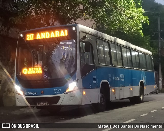 Viação Nossa Senhora das Graças A71581 na cidade de Rio de Janeiro, Rio de Janeiro, Brasil, por Mateus Dos Santos Do Nascimento. Número da foto: #12558730.
