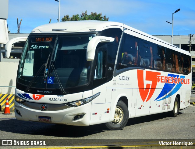 Viação Teresópolis RJ 203.006 na cidade de Rio de Janeiro, Rio de Janeiro, Brasil, por Victor Henrique. Número da foto: #12563218.