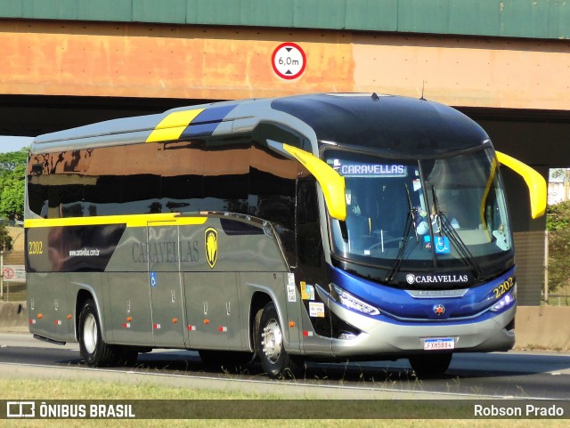 Caravellas Transportes e Turismo 2202 na cidade de São José dos Campos, São Paulo, Brasil, por Robson Prado. Número da foto: #12561867.