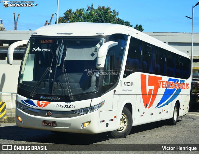 Viação Teresópolis RJ 203.021 na cidade de Rio de Janeiro, Rio de Janeiro, Brasil, por Victor Henrique. Número da foto: #12563187.