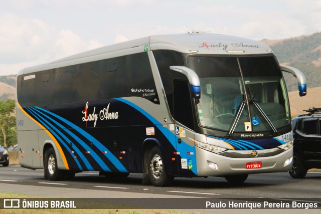 Lady Anna Transportes 1410 na cidade de Roseira, São Paulo, Brasil, por Paulo Henrique Pereira Borges. Número da foto: #12563484.