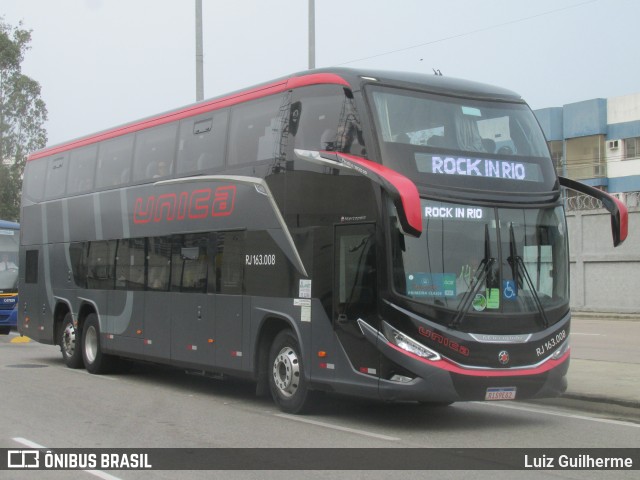 Transportes Única Petrópolis RJ 163.008 na cidade de Rio de Janeiro, Rio de Janeiro, Brasil, por Luiz Guilherme. Número da foto: #12563416.