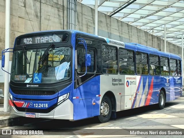 Auto Viação Bragança Metropolitana > Viação Raposo Tavares 12.2418 na cidade de São Paulo, São Paulo, Brasil, por Matheus Neri dos Santos. Número da foto: #12568636.