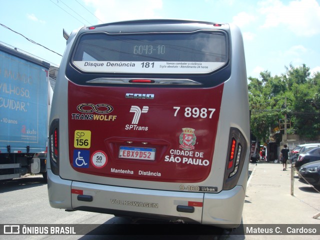 Transwolff Transportes e Turismo 7 8987 na cidade de São Paulo, São Paulo, Brasil, por Mateus C.  Cardoso. Número da foto: #12571803.
