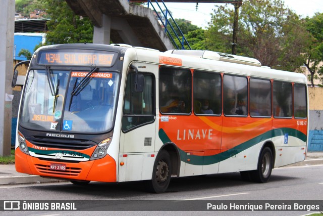 Linave Transportes RJ 146.147 na cidade de Mesquita, Rio de Janeiro, Brasil, por Paulo Henrique Pereira Borges. Número da foto: #12530892.