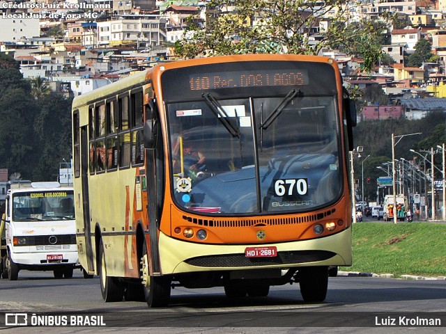 VSLL - Viação Santa Luzia 670 na cidade de Juiz de Fora, Minas Gerais, Brasil, por Luiz Krolman. Número da foto: #12584198.