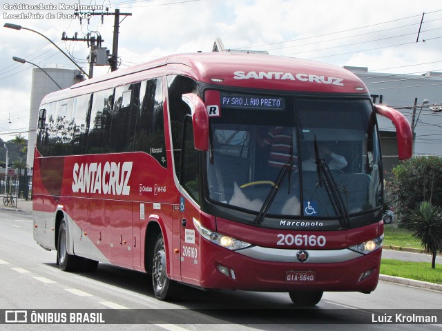 Viação Santa Cruz 206160 na cidade de Juiz de Fora, Minas Gerais, Brasil, por Luiz Krolman. Número da foto: #12586687.