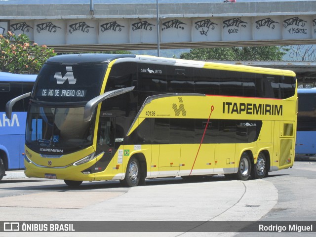 Viação Nova Itapemirim 40136 na cidade de Rio de Janeiro, Rio de Janeiro, Brasil, por Rodrigo Miguel. Número da foto: #12589244.
