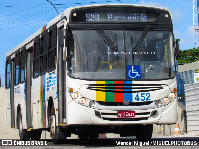 Transcol - Transportes Coletivos Ltda. 452 na cidade de Recife, Pernambuco, Brasil, por Wendel Miguel /MIGUELPHOTOBUS. Número da foto: #12595785.