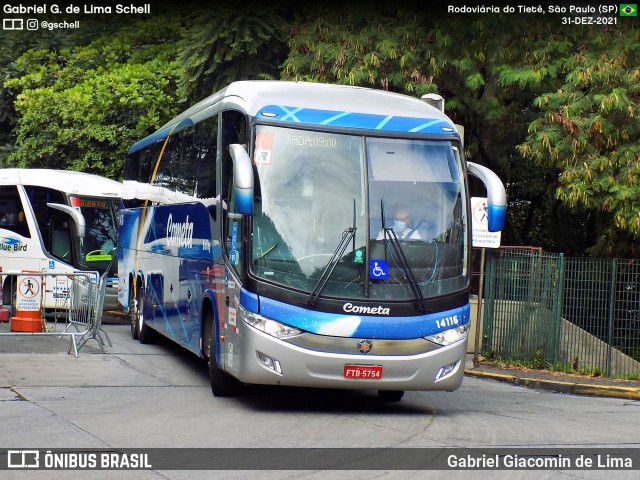 Viação Cometa 14116 na cidade de São Paulo, São Paulo, Brasil, por Gabriel Giacomin de Lima. Número da foto: #12597627.