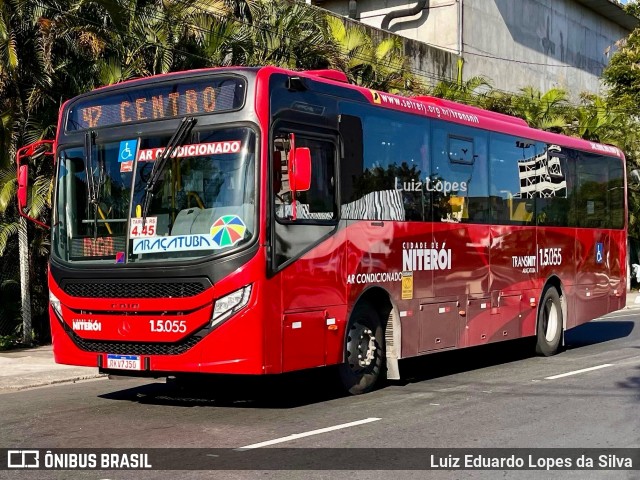 Viação Araçatuba 1.5.055 na cidade de Niterói, Rio de Janeiro, Brasil, por Luiz Eduardo Lopes da Silva. Número da foto: #12598554.