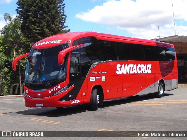 Viação Santa Cruz 34724 na cidade de Três Corações, Minas Gerais, Brasil, por Fábio Mateus Tibúrcio. Número da foto: #12597956.