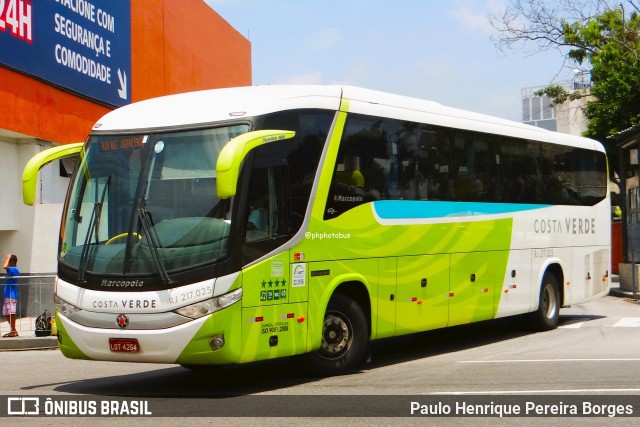 Costa Verde Transportes RJ 217.025 na cidade de Rio de Janeiro, Rio de Janeiro, Brasil, por Paulo Henrique Pereira Borges. Número da foto: #12543006.