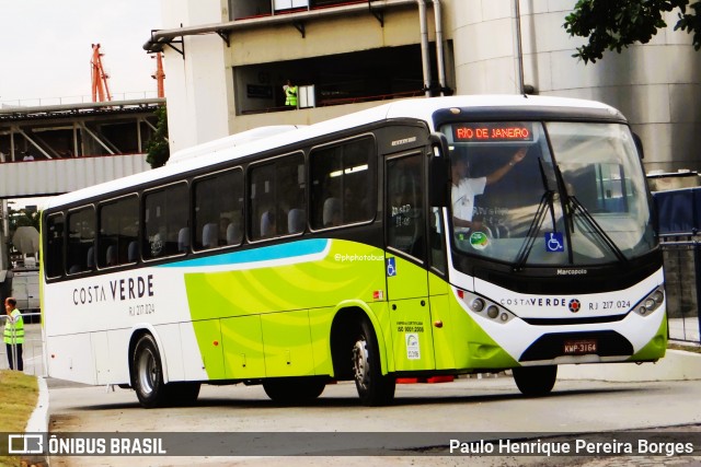 Costa Verde Transportes RJ 217.024 na cidade de Rio de Janeiro, Rio de Janeiro, Brasil, por Paulo Henrique Pereira Borges. Número da foto: #12542994.