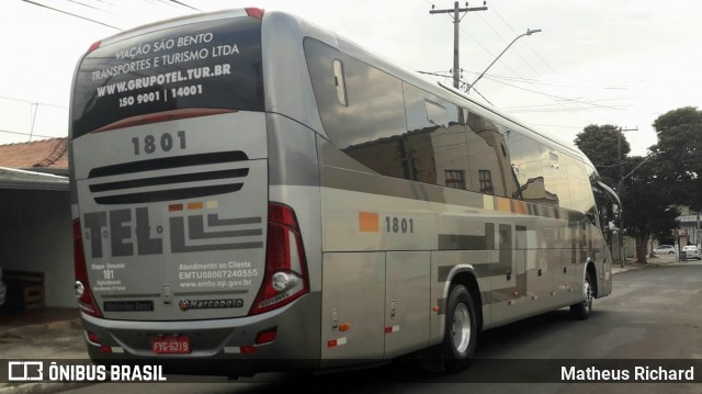 Viação São Bento Campinas - TEL Turismo 1801 na cidade de Hortolândia, São Paulo, Brasil, por Matheus Richard. Número da foto: #12542298.