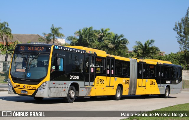 Mobi Rio E901006 na cidade de Rio de Janeiro, Rio de Janeiro, Brasil, por Paulo Henrique Pereira Borges. Número da foto: #12543027.