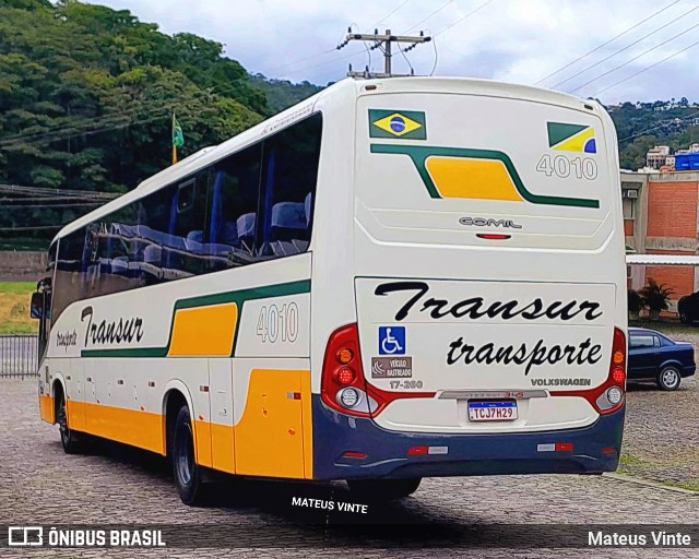 Transur - Transporte Rodoviário Mansur 4010 na cidade de Juiz de Fora, Minas Gerais, Brasil, por Mateus Vinte. Número da foto: #12603521.