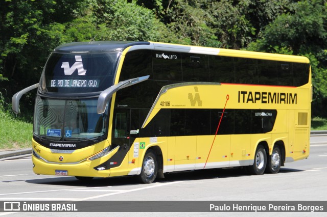 Viação Nova Itapemirim 40106 na cidade de Piraí, Rio de Janeiro, Brasil, por Paulo Henrique Pereira Borges. Número da foto: #12630945.