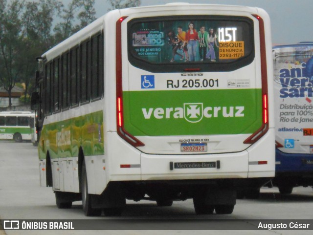 Viação Vera Cruz RJ 205.001 na cidade de Rio de Janeiro, Rio de Janeiro, Brasil, por Augusto César. Número da foto: #12633299.