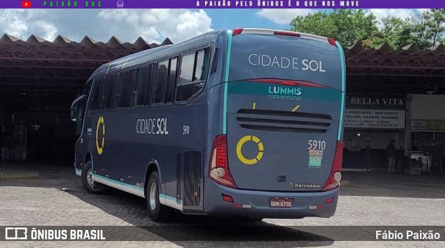 Viação Cidade Sol 5910 na cidade de Vitória da Conquista, Bahia, Brasil, por Fábio Paixão. Número da foto: #12637470.