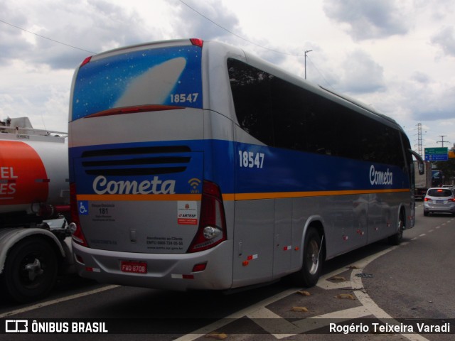 Viação Cometa 18547 na cidade de São Paulo, São Paulo, Brasil, por Rogério Teixeira Varadi. Número da foto: #12638590.