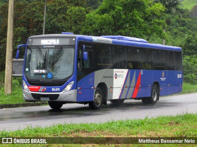 Empresa de Ônibus Pássaro Marron 95.011 na cidade de Três Rios, Rio de Janeiro, Brasil, por Mattheus Bassamar Neto. Número da foto: #12647622.