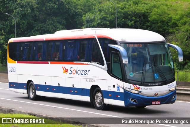 Solazer Transportes e Turismo 3253 na cidade de Piraí, Rio de Janeiro, Brasil, por Paulo Henrique Pereira Borges. Número da foto: #12653857.