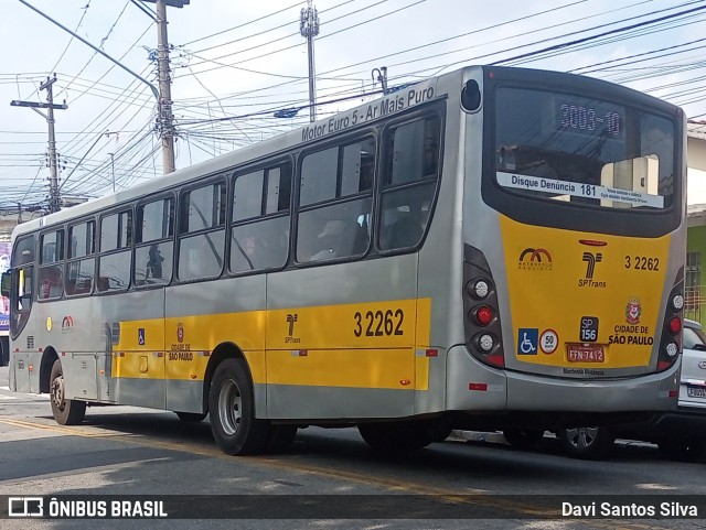 Viação Metrópole Paulista - Zona Leste 3 2262 na cidade de São Paulo, São Paulo, Brasil, por Davi Santos Silva. Número da foto: #12654266.