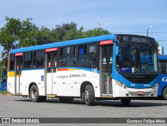 Transcol - Transportes Coletivos Ltda. 619 na cidade de Recife, Pernambuco, Brasil, por Gustavo Felipe Melo. Número da foto: #12607128.