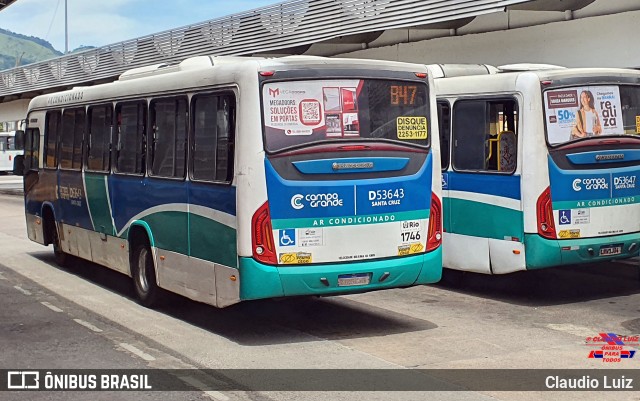 Transportes Campo Grande D53643 na cidade de Rio de Janeiro, Rio de Janeiro, Brasil, por Claudio Luiz. Número da foto: #12609562.