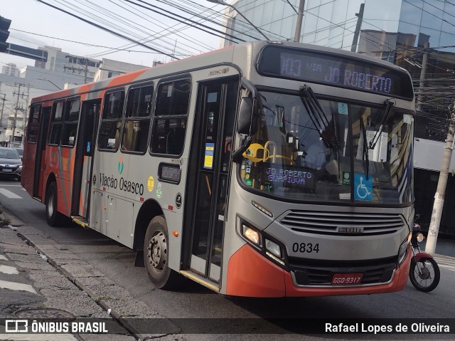 Viação Osasco 0834 na cidade de Osasco, São Paulo, Brasil, por Rafael Lopes de Oliveira. Número da foto: #12656335.