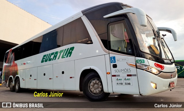 Eucatur - Empresa União Cascavel de Transportes e Turismo 4753 na cidade de Goiânia, Goiás, Brasil, por Carlos Júnior. Número da foto: #12659376.