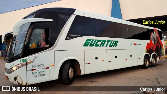 Eucatur - Empresa União Cascavel de Transportes e Turismo 4753 na cidade de Goiânia, Goiás, Brasil, por Carlos Júnior. Número da foto: #12659356.