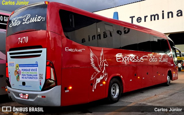 Expresso São Luiz 7470 na cidade de Goiânia, Goiás, Brasil, por Carlos Júnior. Número da foto: #12658544.