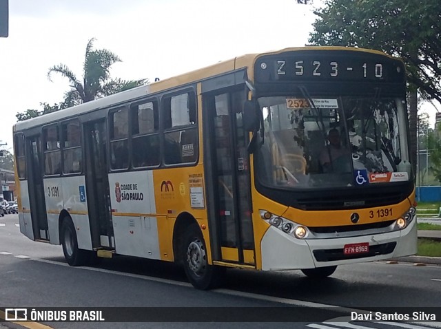 Viação Metrópole Paulista - Zona Leste 3 1391 na cidade de São Paulo, São Paulo, Brasil, por Davi Santos Silva. Número da foto: #12657152.