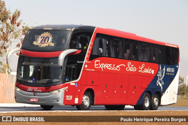 Expresso São Luiz 7820 na cidade de Goiânia, Goiás, Brasil, por Paulo Henrique Pereira Borges. Número da foto: #12659023.