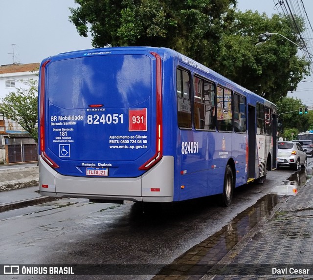 BR Mobilidade Baixada Santista 824051 na cidade de Santos, São Paulo, Brasil, por Davi Cesar. Número da foto: #12661078.