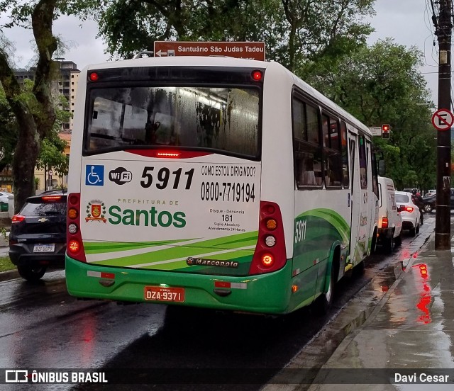 Viação Piracicabana Santos 5911 na cidade de Santos, São Paulo, Brasil, por Davi Cesar. Número da foto: #12661203.