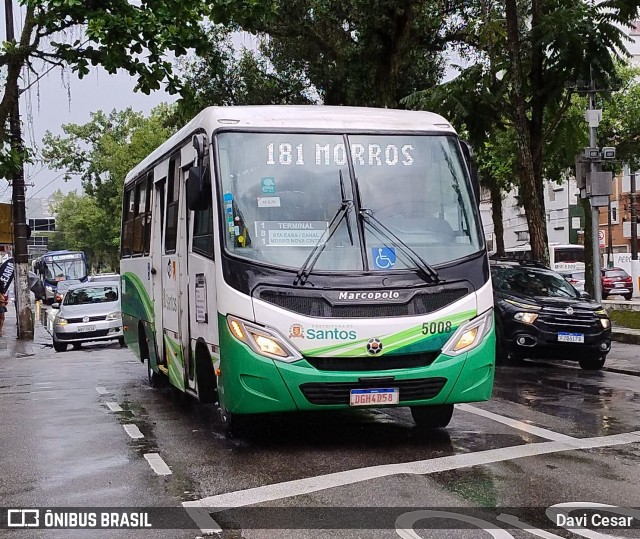 Viação Piracicabana Santos 5008 na cidade de Santos, São Paulo, Brasil, por Davi Cesar. Número da foto: #12661032.