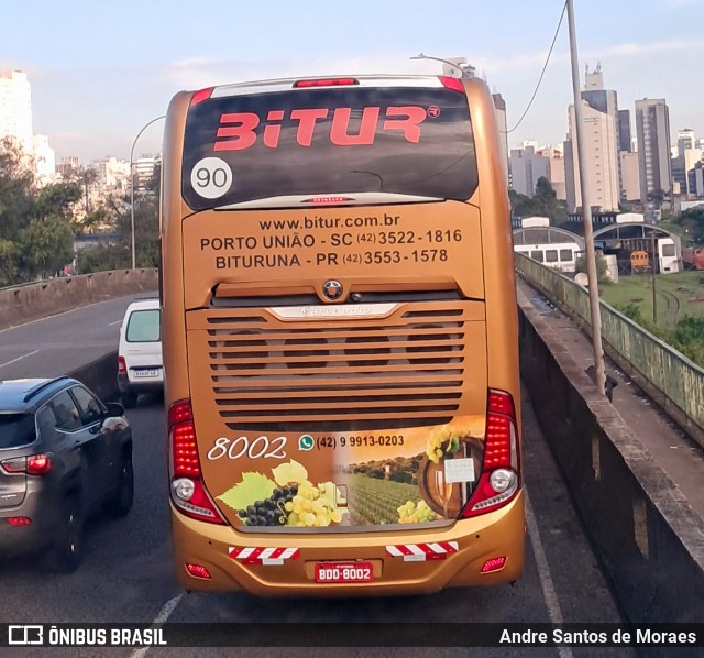 Bitur Transporte Coletivo e Turismo 8002 na cidade de Curitiba, Paraná, Brasil, por Andre Santos de Moraes. Número da foto: #12662682.