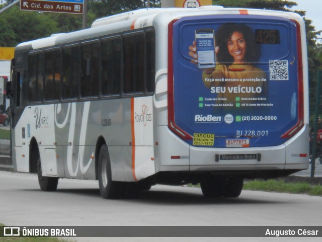 UniRio Transportes RJ 228.001 na cidade de Rio de Janeiro, Rio de Janeiro, Brasil, por Augusto César. Número da foto: #12666399.
