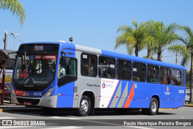 Empresa de Ônibus Pássaro Marron 92.612 na cidade de Aparecida, São Paulo, Brasil, por Paulo Henrique Pereira Borges. Número da foto: #12669268.