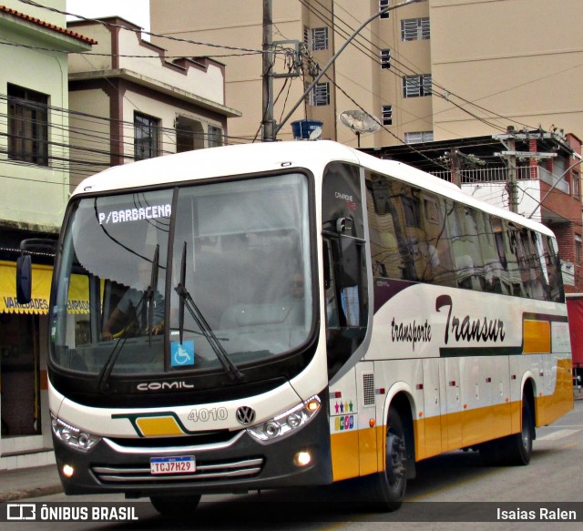 Transur - Transporte Rodoviário Mansur 4010 na cidade de Santos Dumont, Minas Gerais, Brasil, por Isaias Ralen. Número da foto: #12672984.