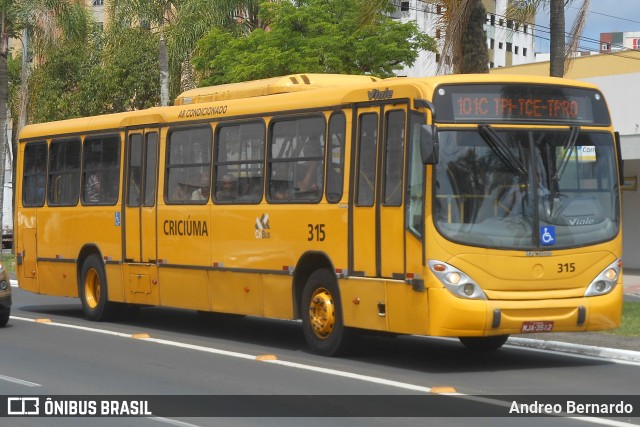 Expresso Coletivo Forquilhinha 315 na cidade de Criciúma, Santa Catarina, Brasil, por Andreo Bernardo. Número da foto: #12672867.