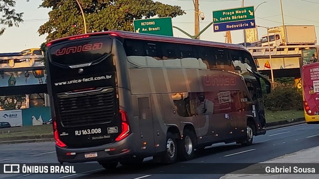 Transportes Única Petrópolis RJ 163.008 na cidade de Rio de Janeiro, Rio de Janeiro, Brasil, por Gabriel Sousa. Número da foto: #12675872.