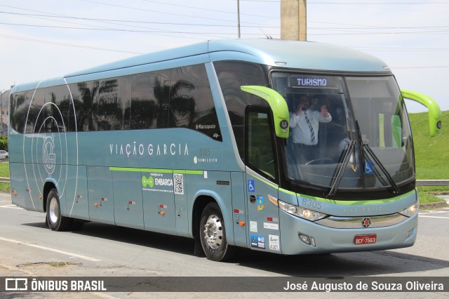 Viação Garcia 8305 na cidade de Aparecida, São Paulo, Brasil, por José Augusto de Souza Oliveira. Número da foto: #12676541.